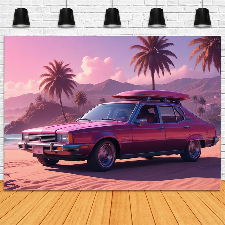 Pink Girl Movie Backdrop Sunset Coastal Drive Backdrop UK CJJ2-105