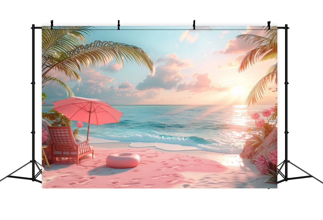 Pink Girl Beach Backdrop Pink Sand Sunset Backdrop UK CJJ2-107