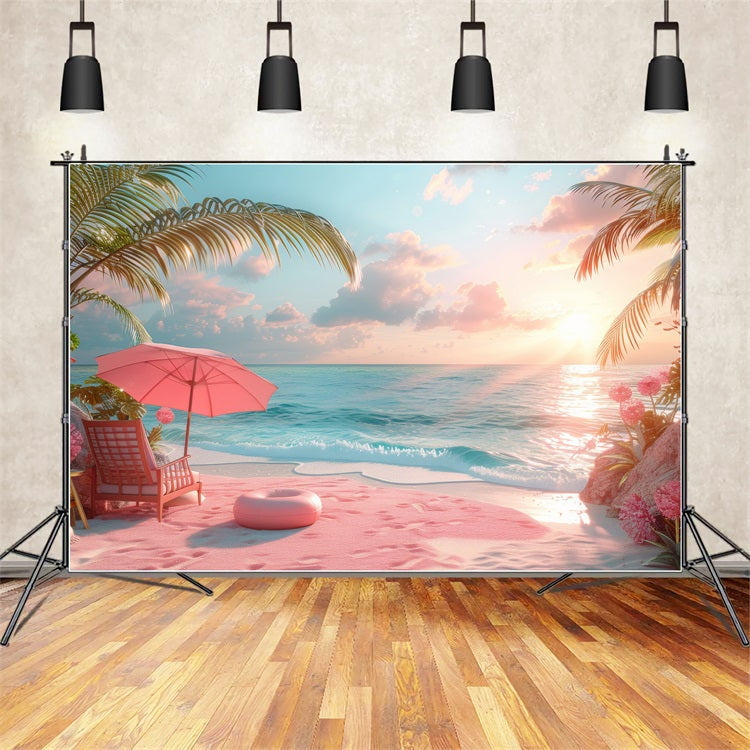 Pink Girl Beach Backdrop Pink Sand Sunset Backdrop UK CJJ2-107