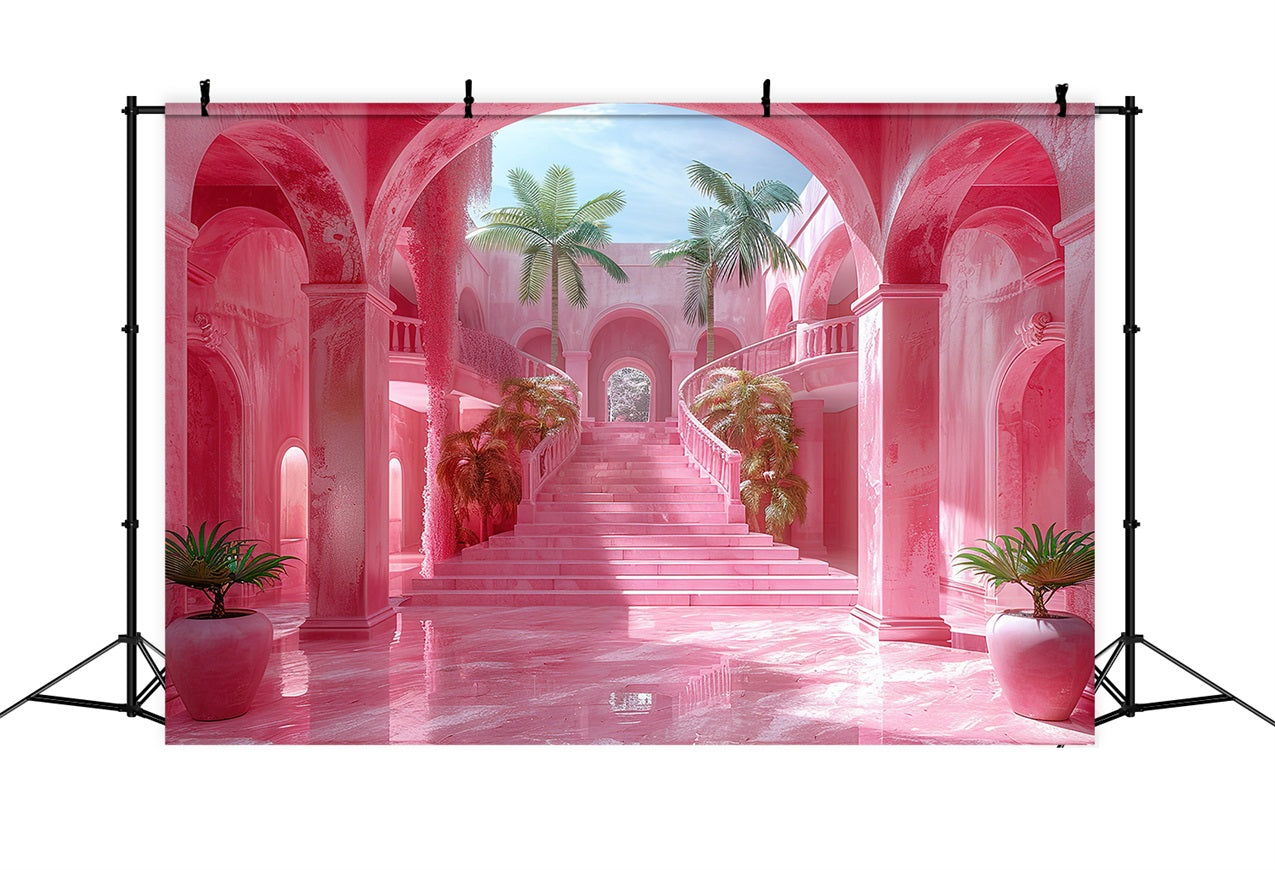 Pink Girl Backdrop Pink Royal Archway Staircase Backdrop UK CJJ2-109