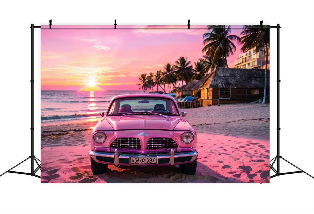 Pink Girl Backdrop Backdrop Design Sunset Seaside Car Backdrop UK CJJ2-115