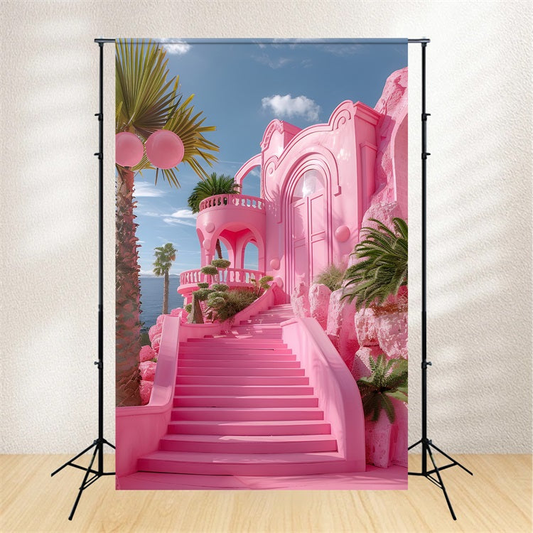 Pink Girl Backdrop Backdrop Ideas Castle Entrance Staircase Backdrop UK CJJ2-116