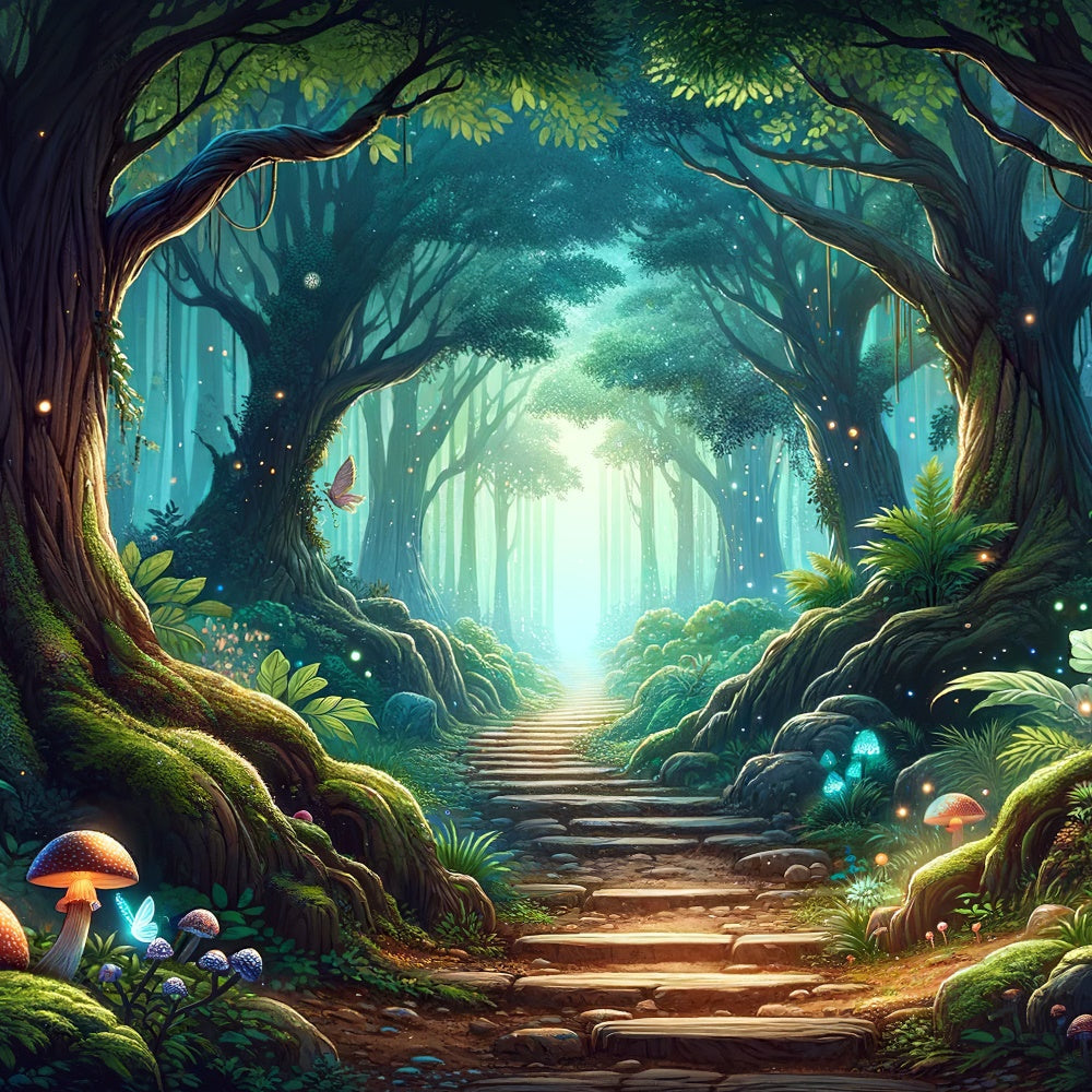 Fantasy Forest Backdrop Mystical Forest Sunlit Path Backdrop UK CJJ2-123