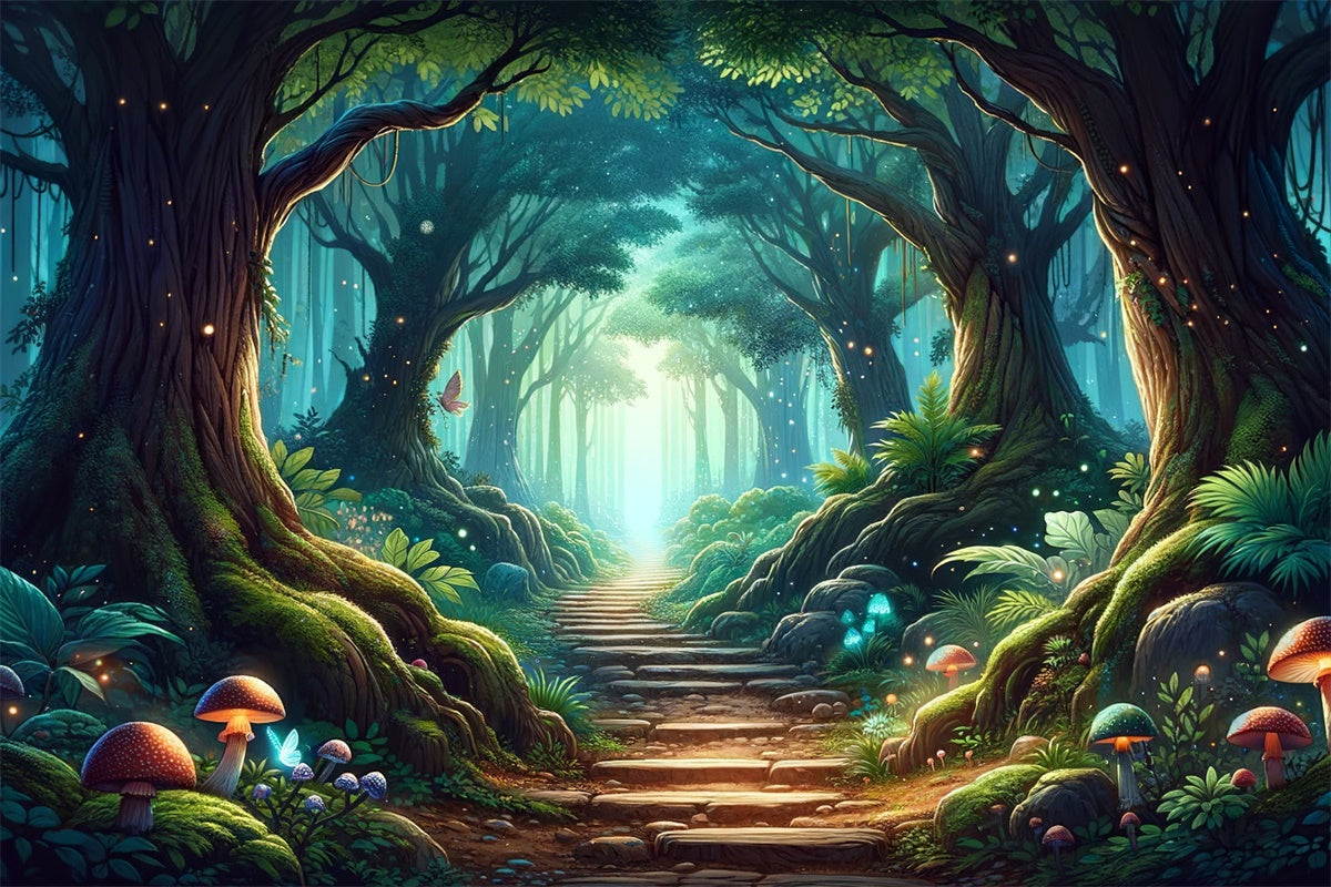 Fantasy Forest Backdrop Mystical Forest Sunlit Path Backdrop UK CJJ2-123