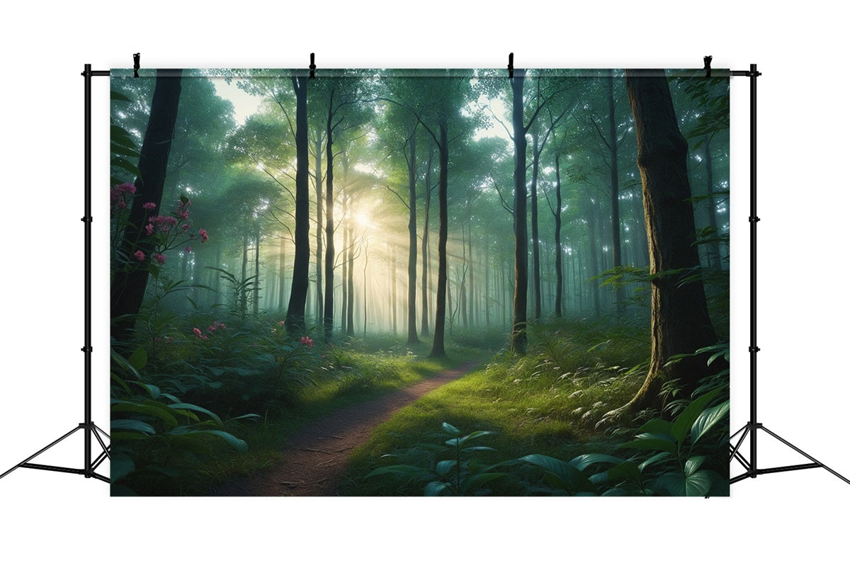 Woodland Backdrops Tranquil Sunbeam Woodland Path Backdrop UK CJJ2-130