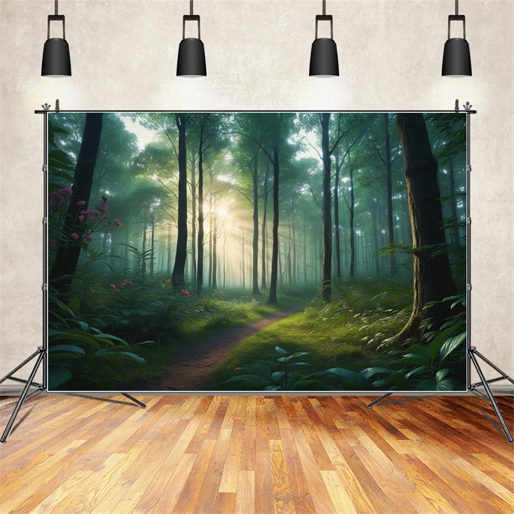 Woodland Backdrops Tranquil Sunbeam Woodland Path Backdrop UK CJJ2-130