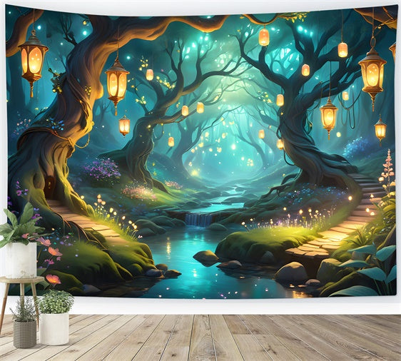 Fantasy Forest Backdrop Fantasy Lantern Pathway Forest Backdrop UK CJJ2-133