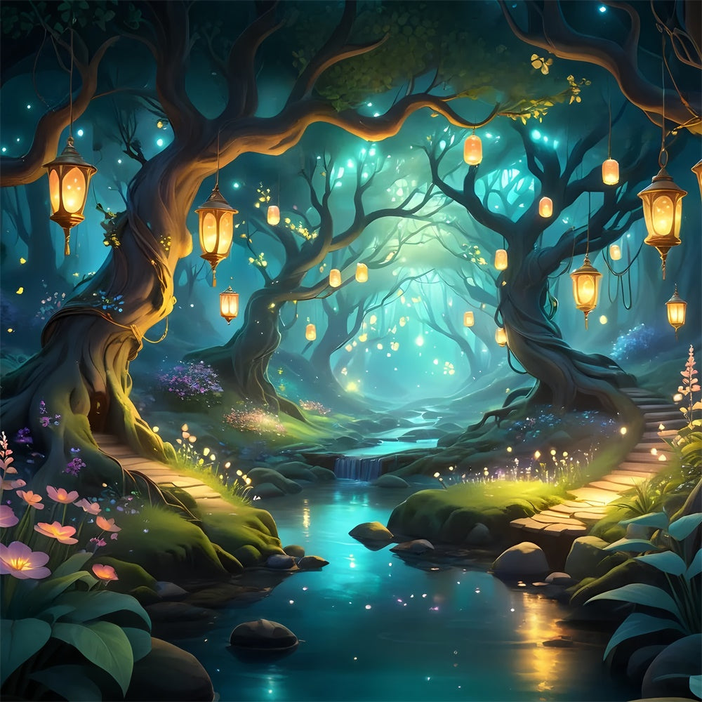 Fantasy Forest Backdrop Fantasy Lantern Pathway Forest Backdrop UK CJJ2-133