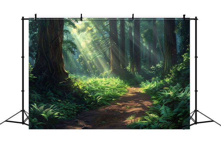 Backdrop Forest Dreamy Nature Trail Sunlight Backdrop UK CJJ2-137