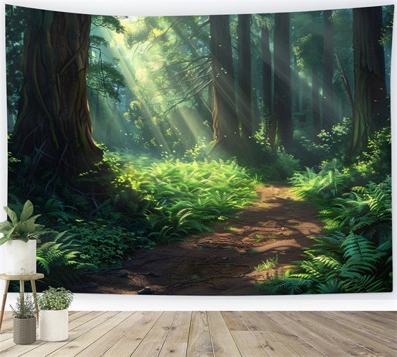 Backdrop Forest Dreamy Nature Trail Sunlight Backdrop UK CJJ2-137