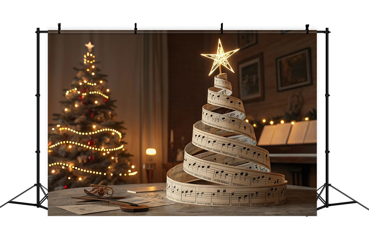 Joy to the World Backdrop Christmas Tree Sheet Music Backdrop UK CJJ2-14