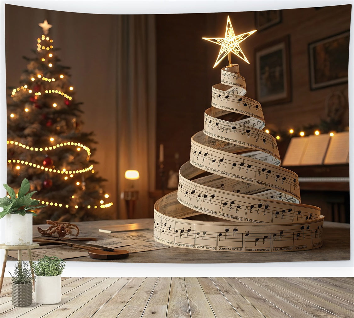 Joy to the World Backdrop Christmas Tree Sheet Music Backdrop UK CJJ2-14