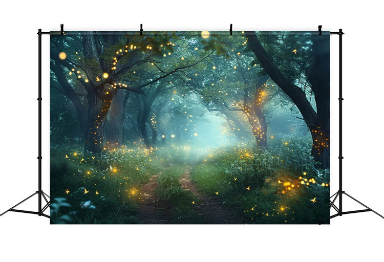 Forest Photo Backdrop Enchanted Twilight Firefly Path Backdrop UK CJJ2-140