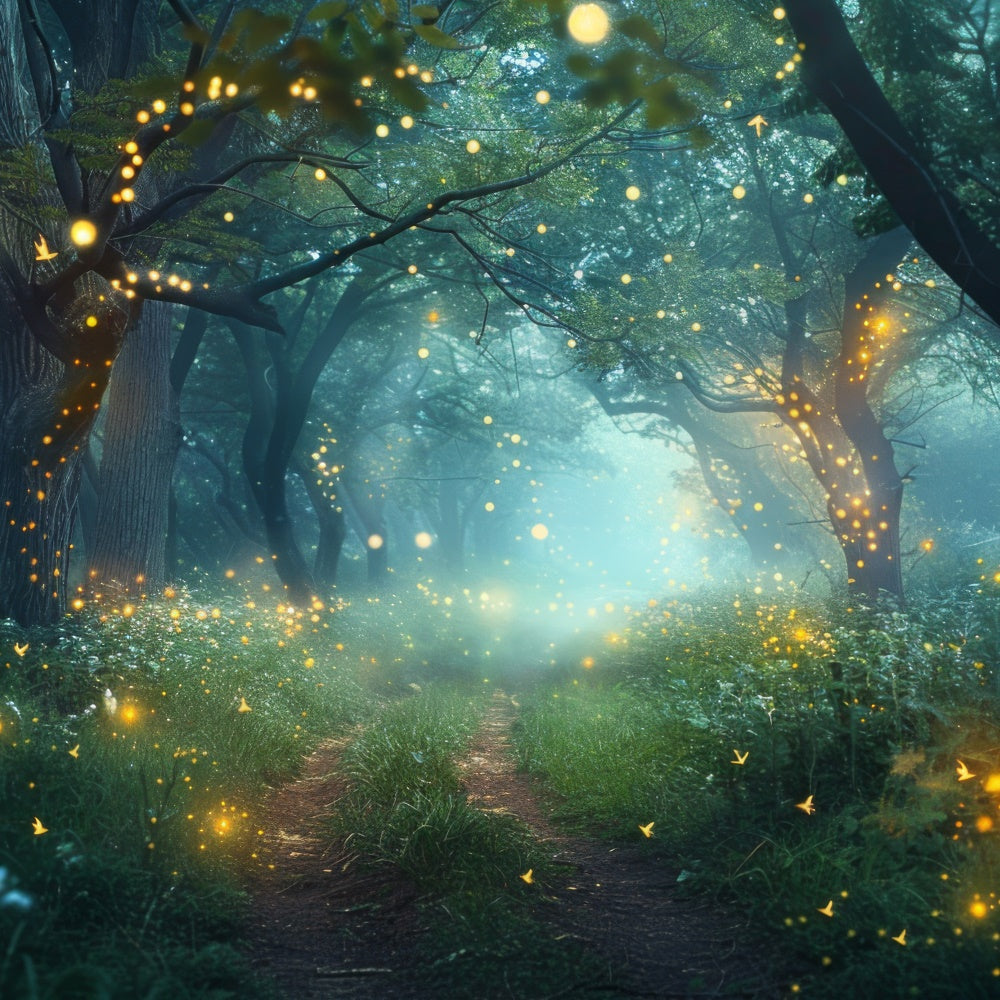 Forest Photo Backdrop Enchanted Twilight Firefly Path Backdrop UK CJJ2-140