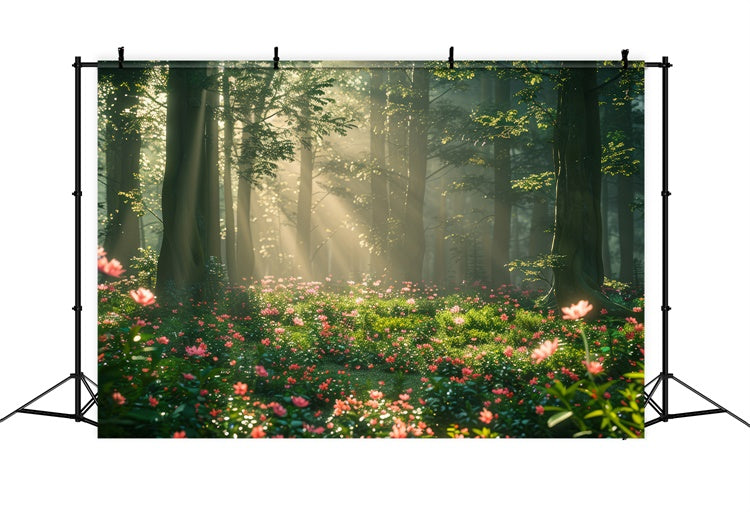 Forest Photo Backdrops Dreamy Sunlit Floral Meadow Backdrop UK CJJ2-141