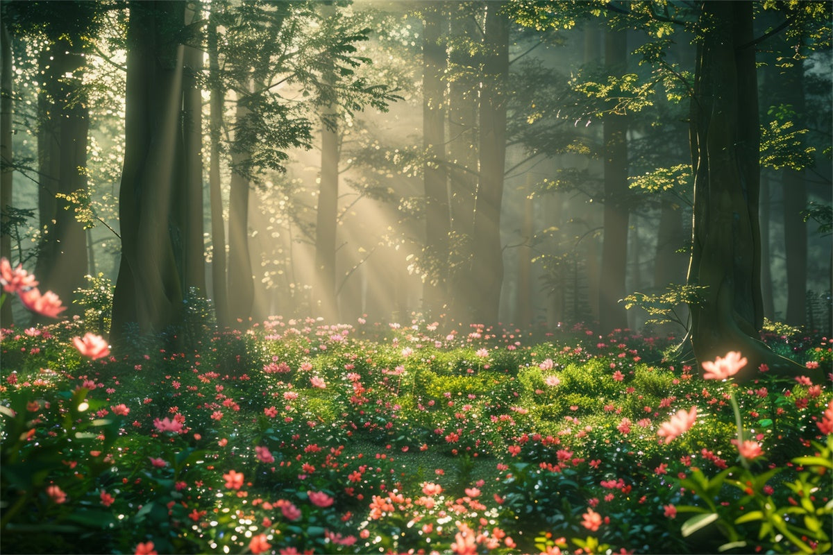 Forest Photo Backdrops Dreamy Sunlit Floral Meadow Backdrop UK CJJ2-141