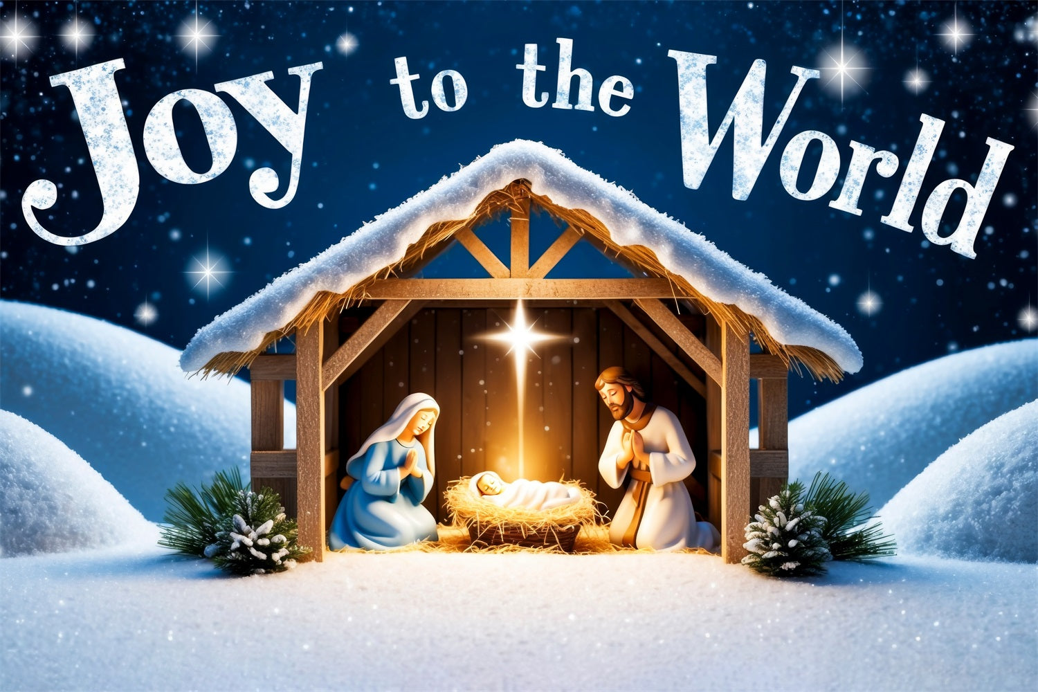 Joy to the World Backdrop Christmas Nativity Backdrop UK CJJ2-15