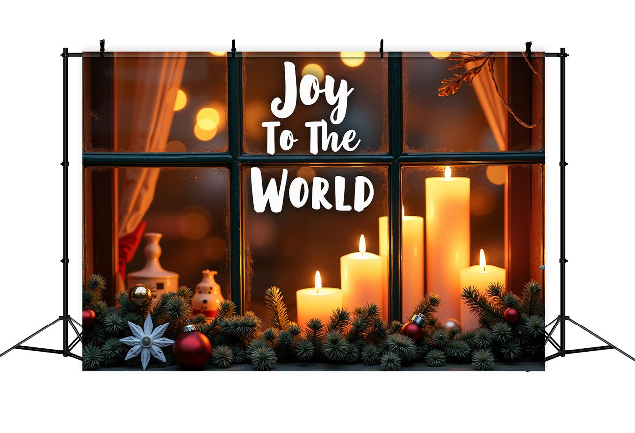 Joy to the World Backdrop Candlelit Window Backdrop UK CJJ2-16