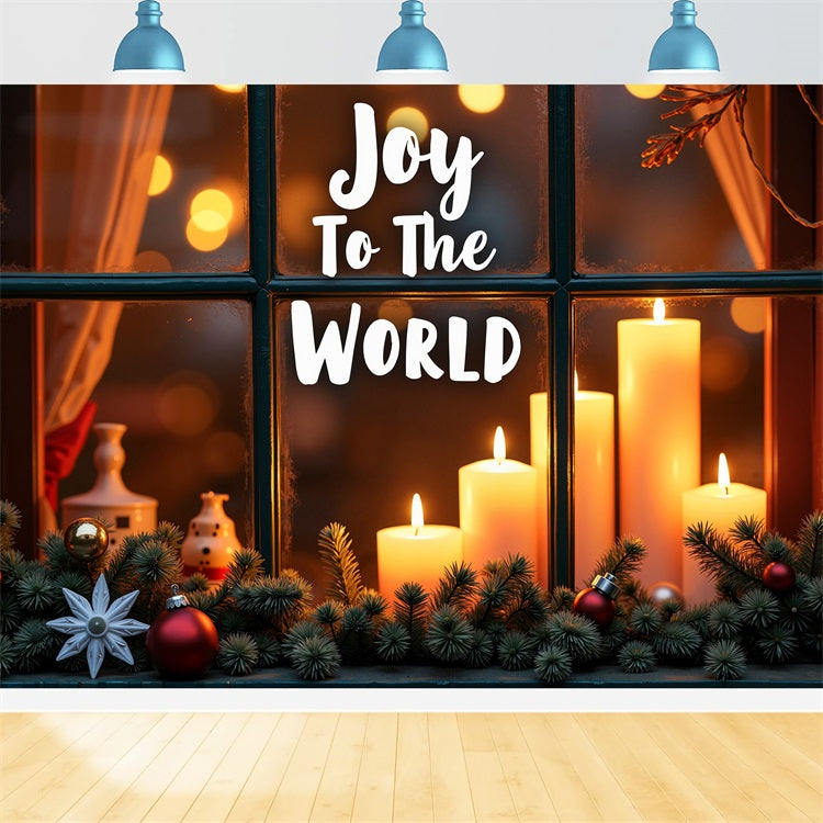 Joy to the World Backdrop Candlelit Window Backdrop UK CJJ2-16