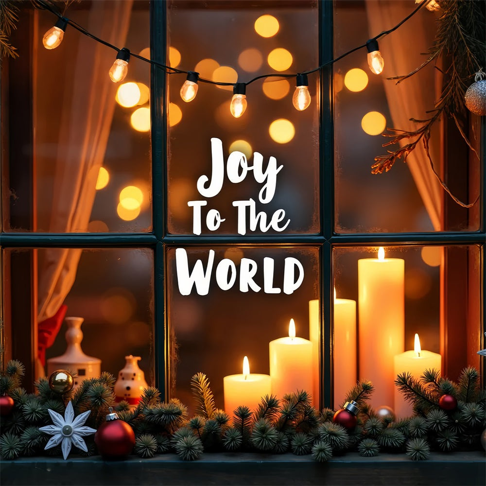 Joy to the World Backdrop Candlelit Window Backdrop UK CJJ2-16