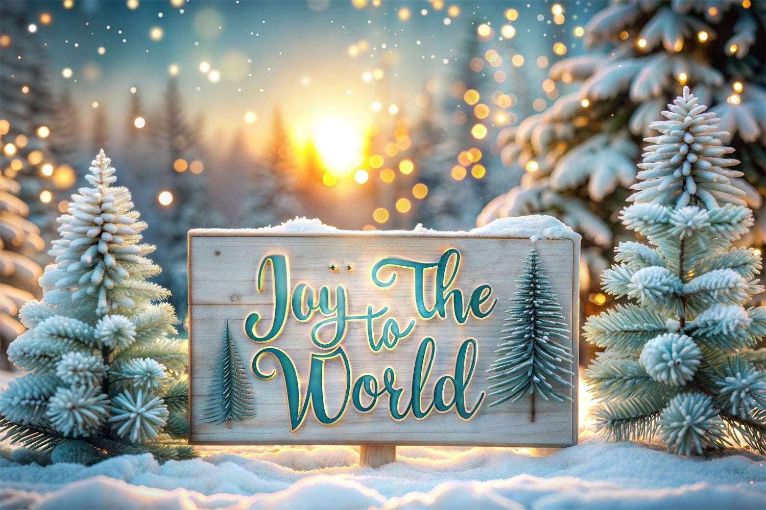 Joy to the World Backdrop Christmas Snow Sign Backdrop UK CJJ2-17