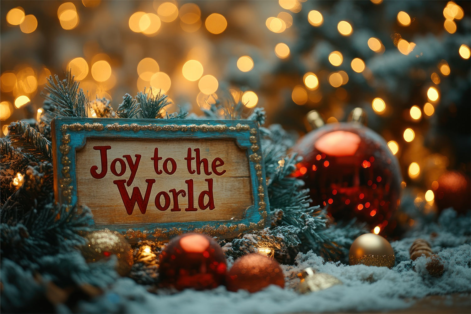 Joy to the World Backdrop Golden Glow Christmas Backdrop UK CJJ2-18