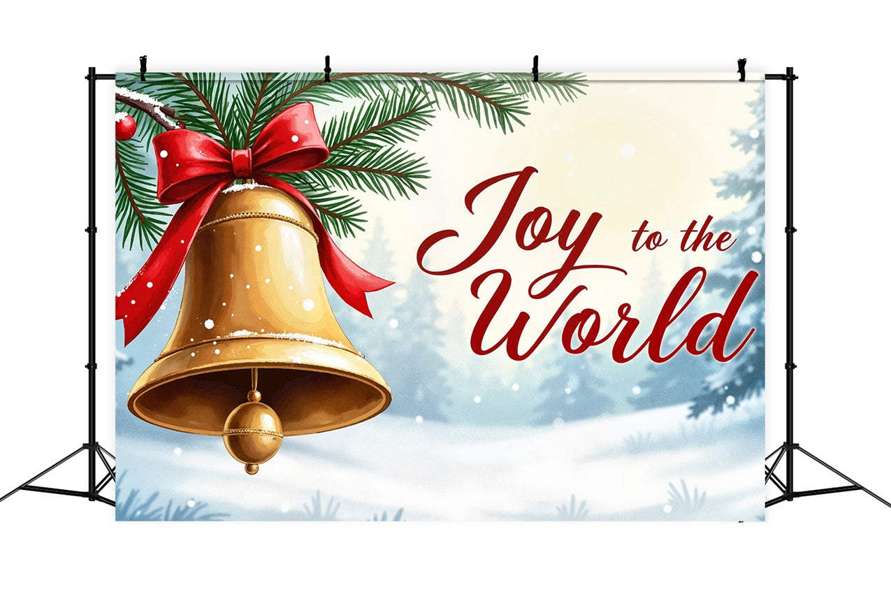 Joy to the World Backdrop Bell Ribbon Decoration Backdrop UK CJJ2-19