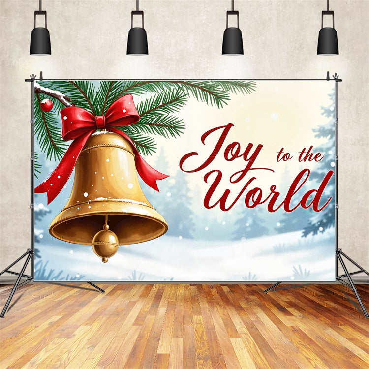 Joy to the World Backdrop Bell Ribbon Decoration Backdrop UK CJJ2-19