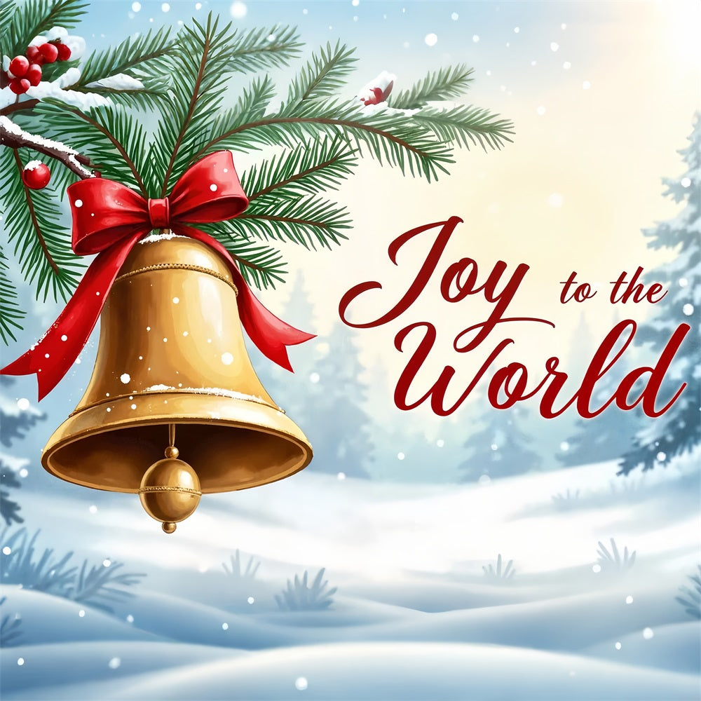 Joy to the World Backdrop Bell Ribbon Decoration Backdrop UK CJJ2-19