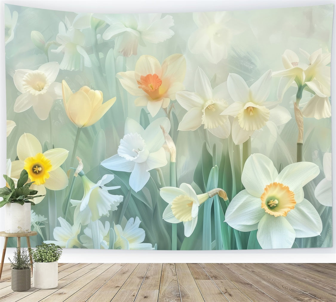 Daffodil Backdrop Yellow White Flowers Backdrop UK CJJ2-2