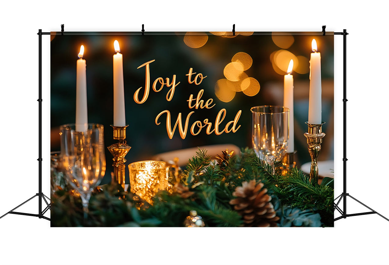 Joy to the World Backdrop Golden Candlelight Christmas Backdrop UK CJJ2-20