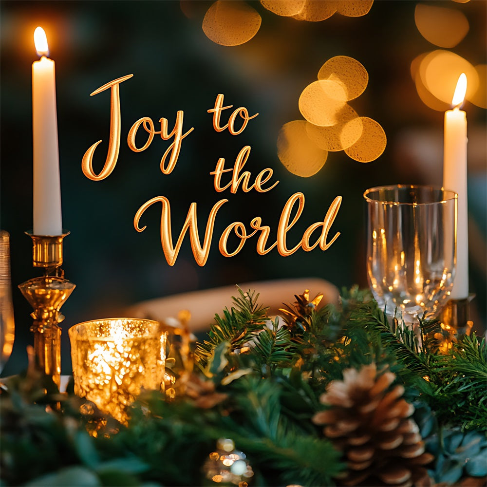 Joy to the World Backdrop Golden Candlelight Christmas Backdrop UK CJJ2-20