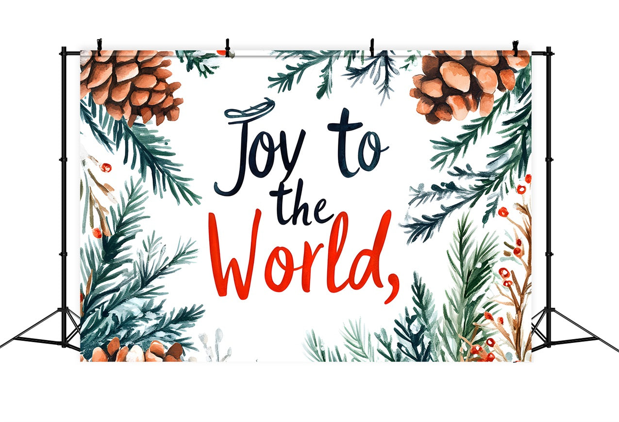 Joy to the World Backdrop Pine Branch Christmas Backdrop UK CJJ2-23