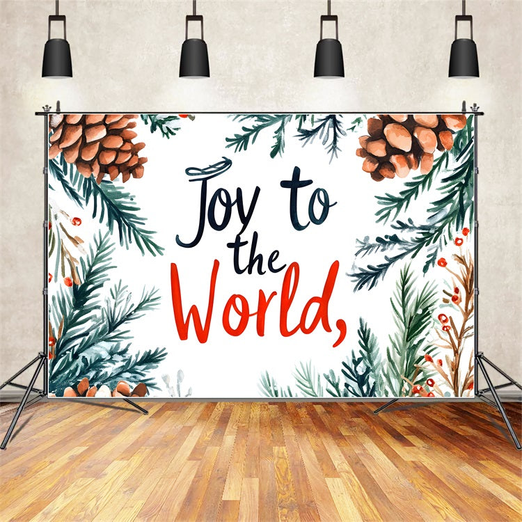 Joy to the World Backdrop Pine Branch Christmas Backdrop UK CJJ2-23