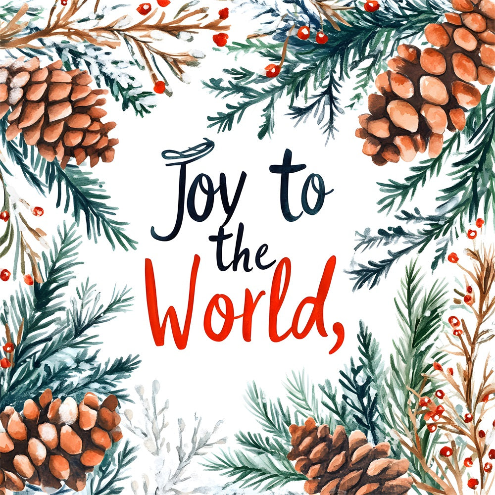 Joy to the World Backdrop Pine Branch Christmas Backdrop UK CJJ2-23