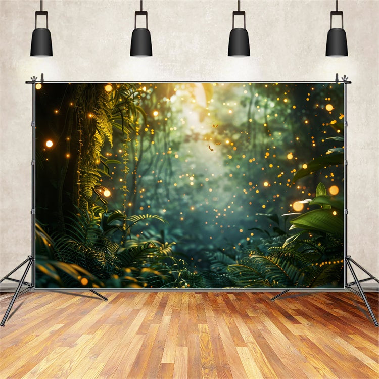 Forest Photo Backdrops Dreamy Fireflies Glow Forest Backdrop UK CJJ2-25