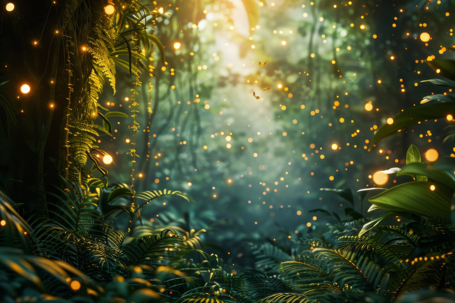 Forest Photo Backdrops Dreamy Fireflies Glow Forest Backdrop UK CJJ2-25