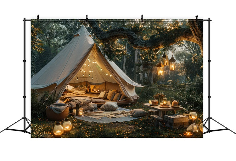 Forest Photography Backdrop Cozy Lantern Festival Tent Backdrop UK CJJ2-26