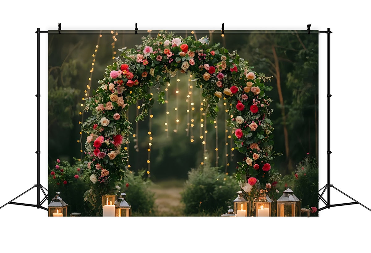 Forest Photo Backdrops Elegant Rose Lantern Archway Backdrop UK CJJ2-32