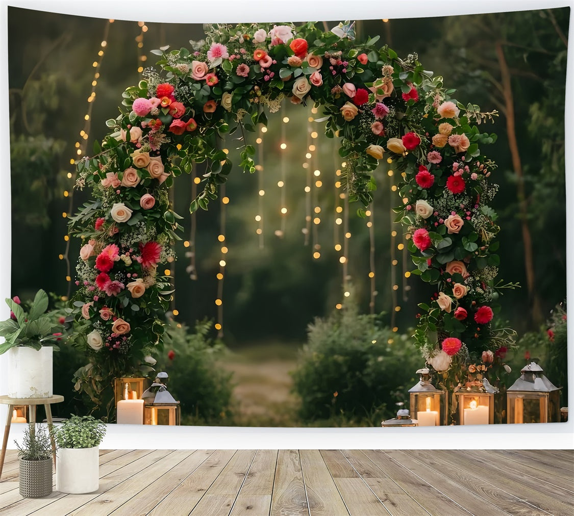 Forest Photo Backdrops Elegant Rose Lantern Archway Backdrop UK CJJ2-32