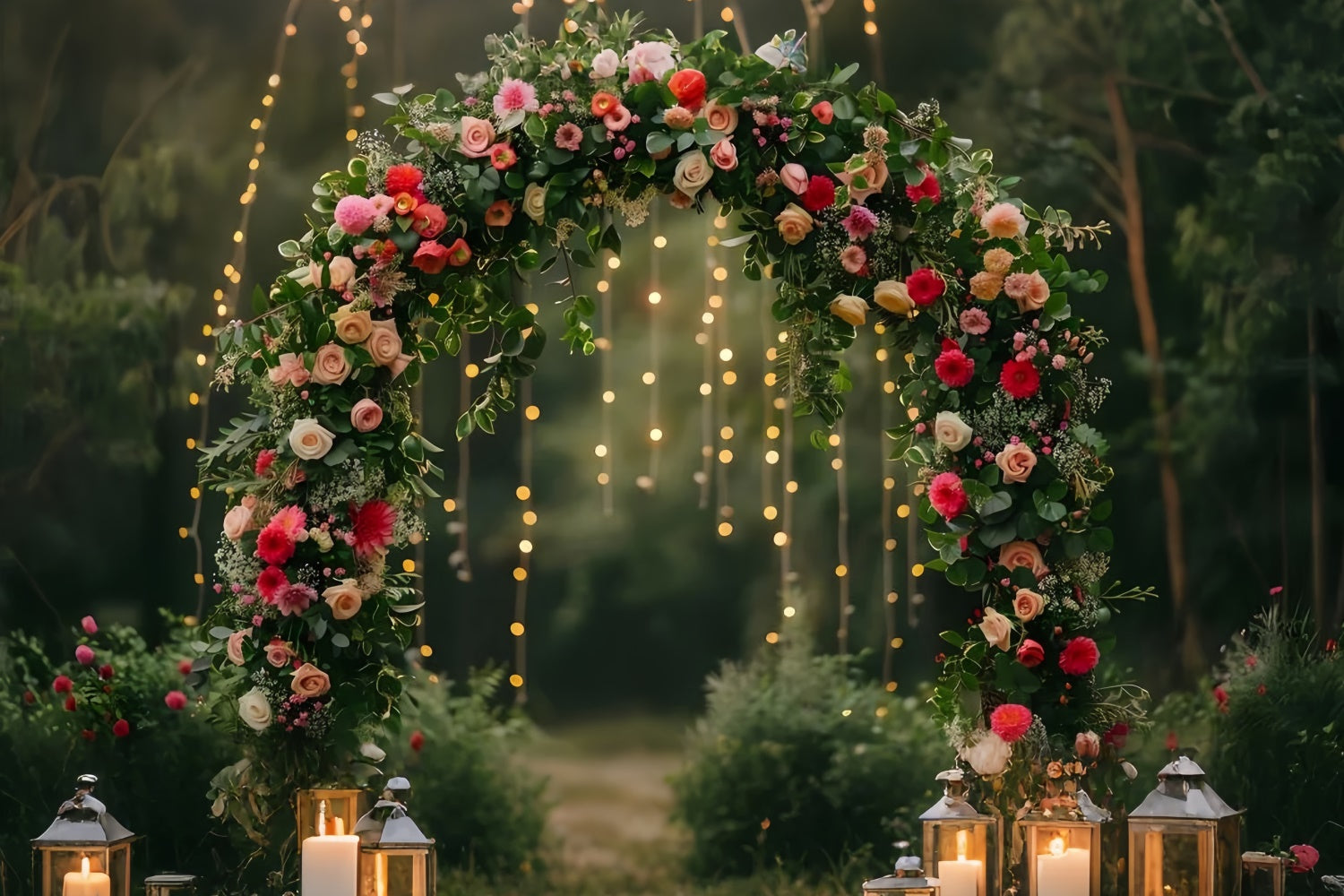 Forest Photo Backdrops Elegant Rose Lantern Archway Backdrop UK CJJ2-32