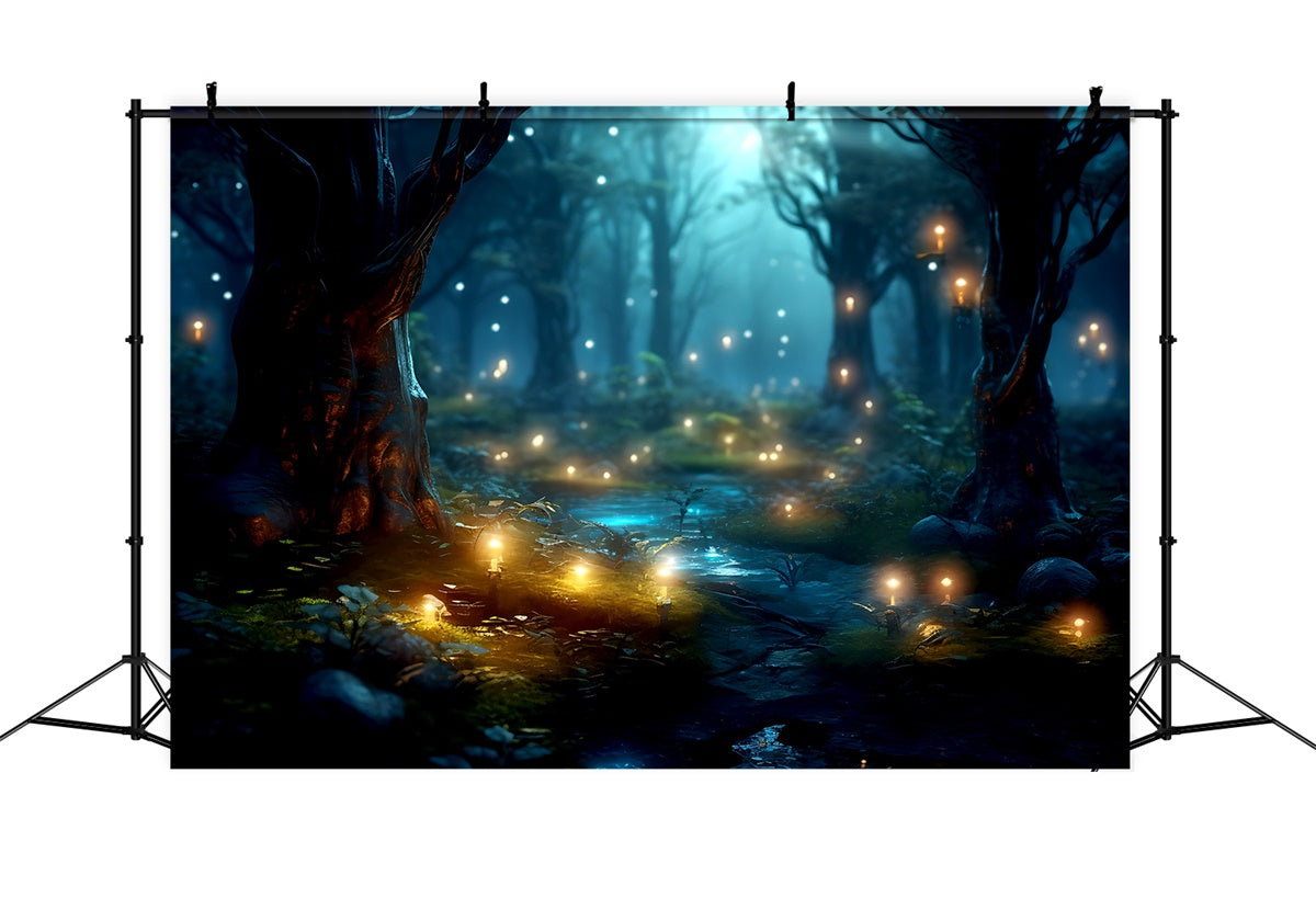 Forest Backdrop Dreamy Midnight Forest Glowing Backdrop UK CJJ2-33