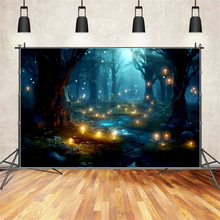 Forest Backdrop Dreamy Midnight Forest Glowing Backdrop UK CJJ2-33