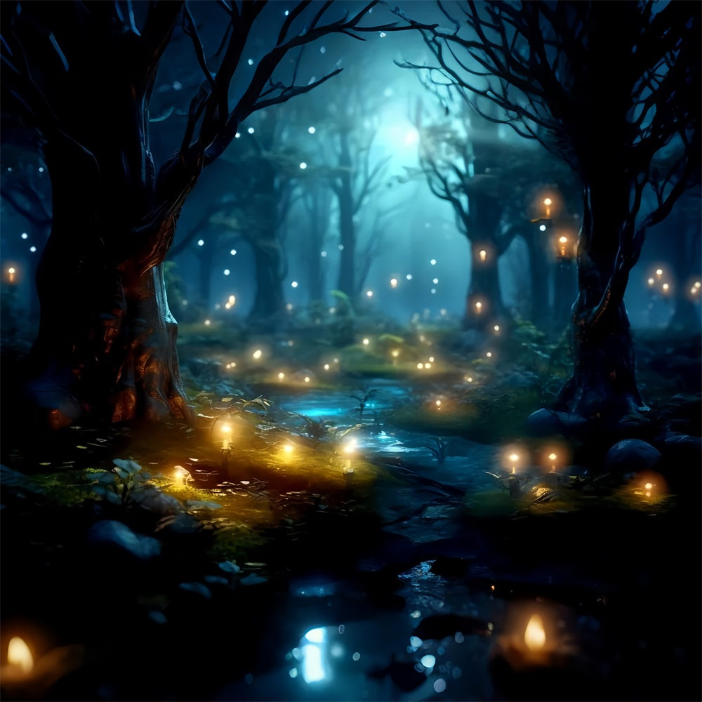 Forest Backdrop Dreamy Midnight Forest Glowing Backdrop UK CJJ2-33