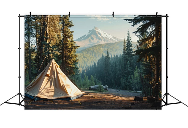 Forest Photo Backdrops Mountain View Serene Camping Backdrop UK CJJ2-34