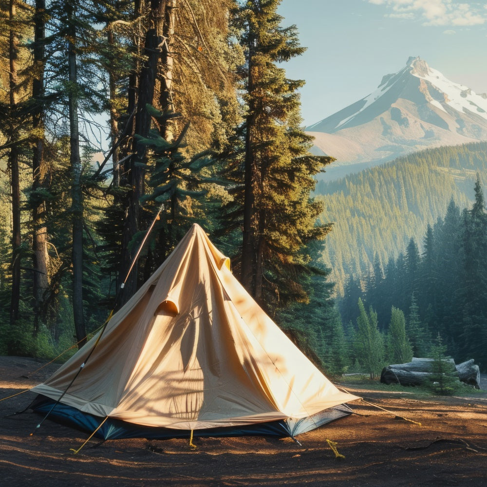 Forest Photo Backdrops Mountain View Serene Camping Backdrop UK CJJ2-34