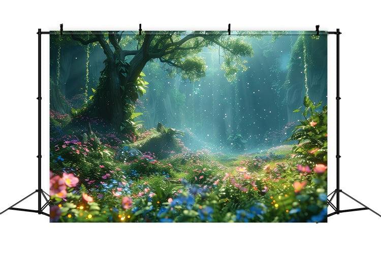 Fantasy Forest Backdrop Sparkling Wildflower Dreamy Backdrop UK CJJ2-35