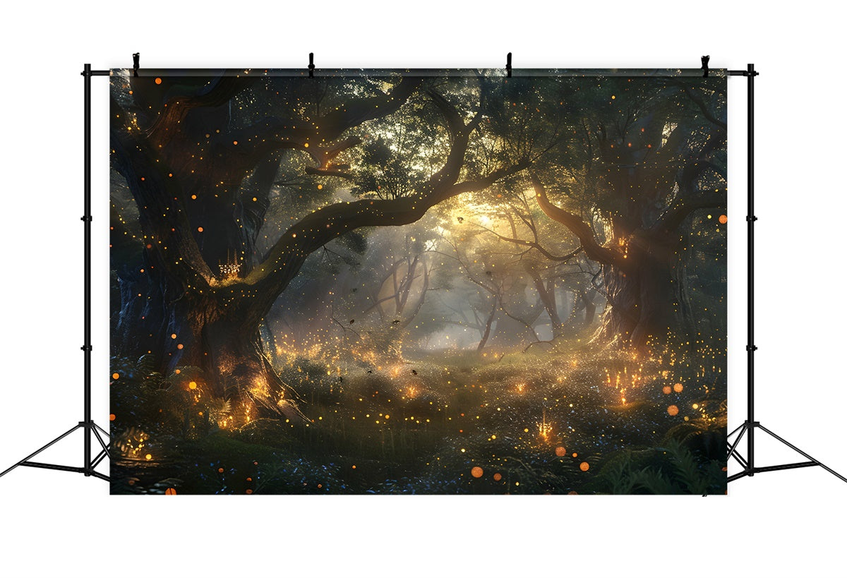 Backdrop Forest Golden Light Firefly Forest Backdrop UK CJJ2-36