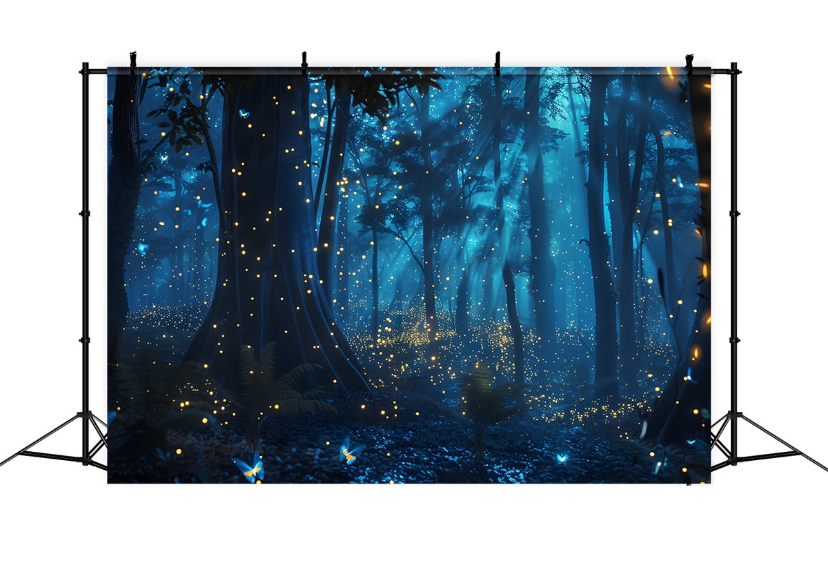 Forest Backdrop Dreamy Blue Glow Enchanted Woods Backdrop UK CJJ2-38