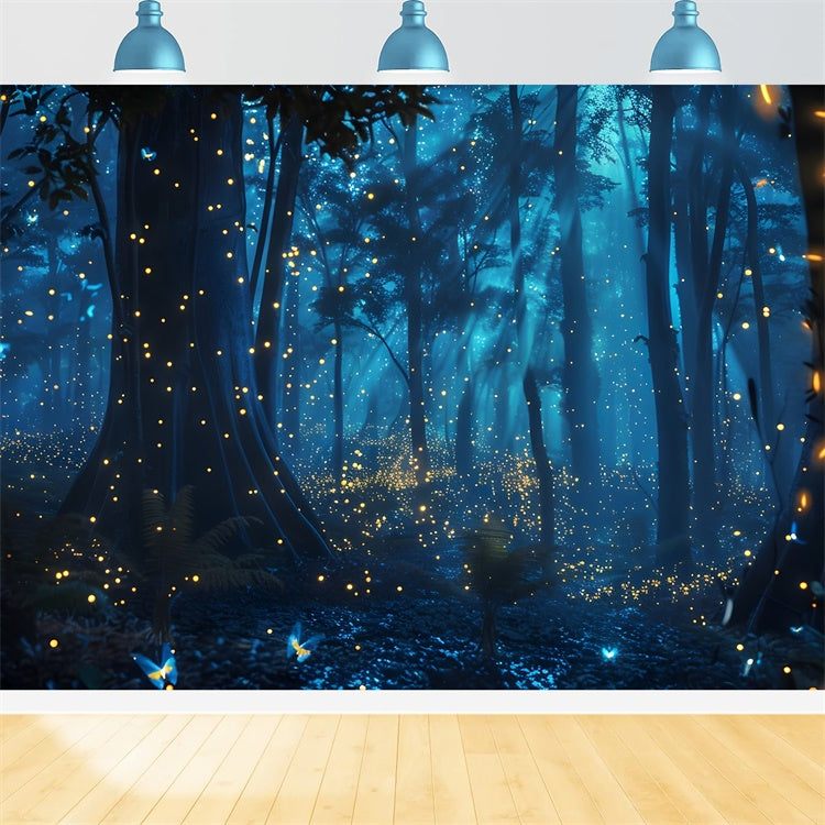 Forest Backdrop Dreamy Blue Glow Enchanted Woods Backdrop UK CJJ2-38